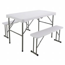 Picture of Folding White Table With 2 Benches